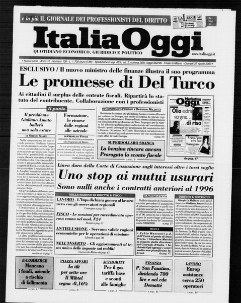 Italia oggi : quotidiano di economia finanza e politica